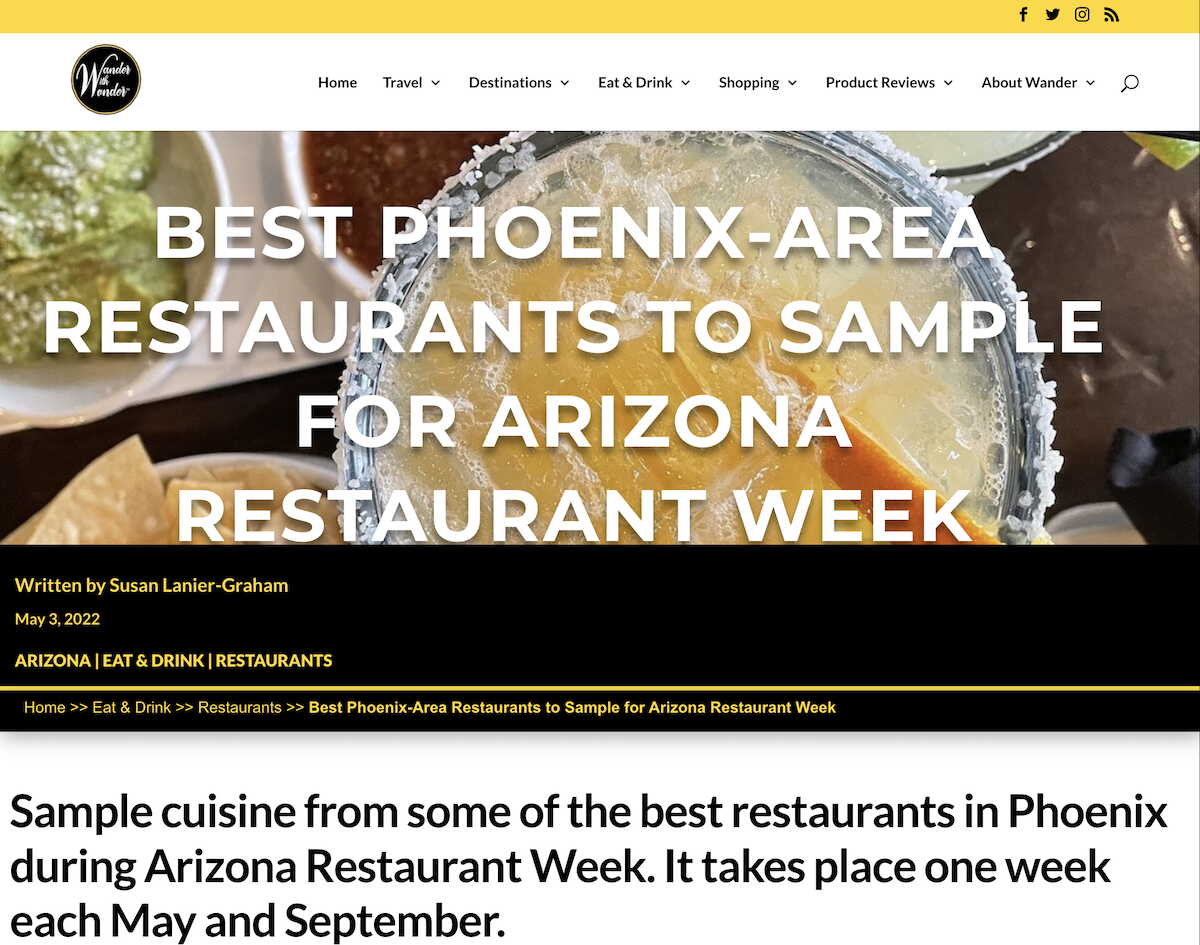 Arizona Restaurant Week Susan Lanier-Graham